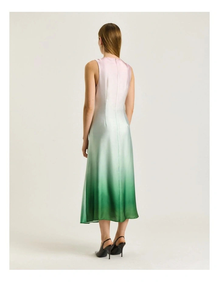 DIP DYE SATIN DRAPED MIDI DRESS image 2