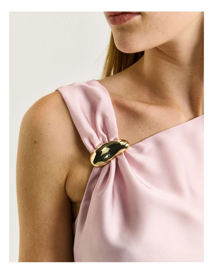 DIP DYE SATIN DRAPED MIDI DRESS image 4