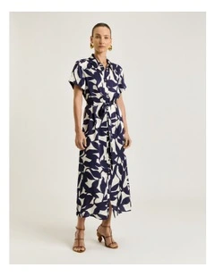 Ink Shadow Leaf Shirt Dress