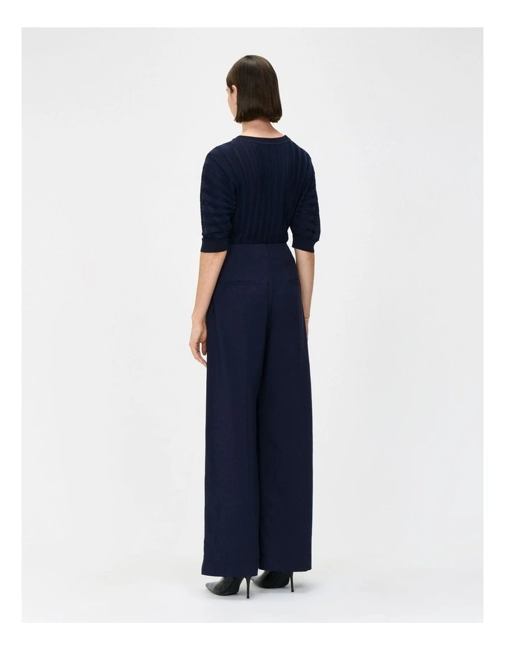 Matte And Shiny Pleat Knit Top in Ink image 2