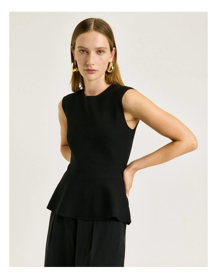 Milano Peplum Top in Black image 3