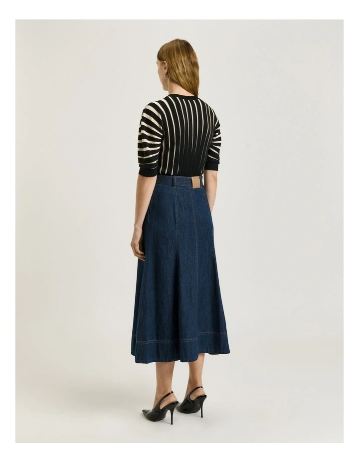 Matte & Shiny Pleat Knit Top in Black image 2
