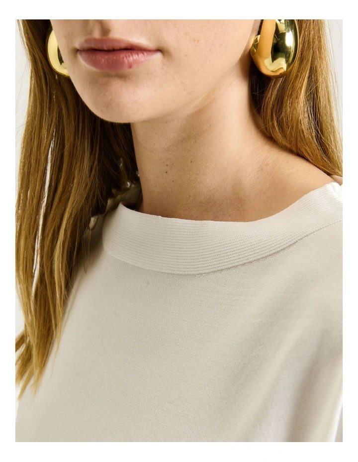 Slash Neck Cap Sleeve Knit in Cream image 4