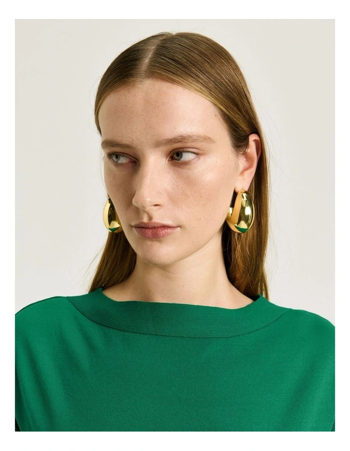 Slash Neck Cap Sleeve Knit in Green image 4