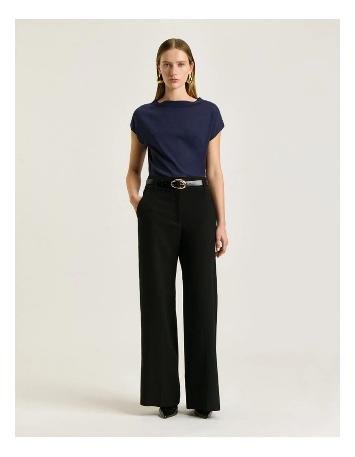 SLASH NECK CAP SLEEVE KNIT image 1