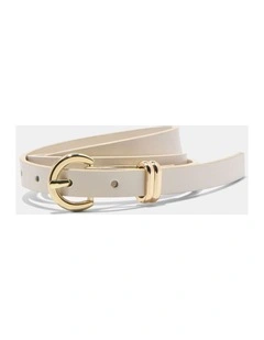 Skinny Leather Belt in Cream