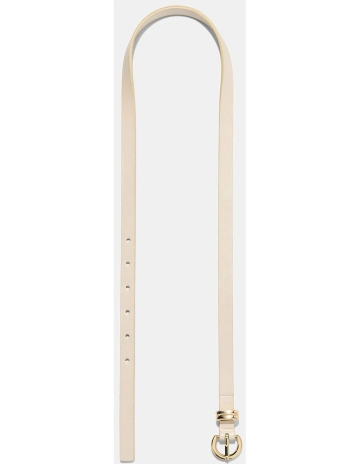 Skinny Leather Belt in Cream image 2