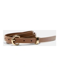 Skinny Leather Belt in Brown