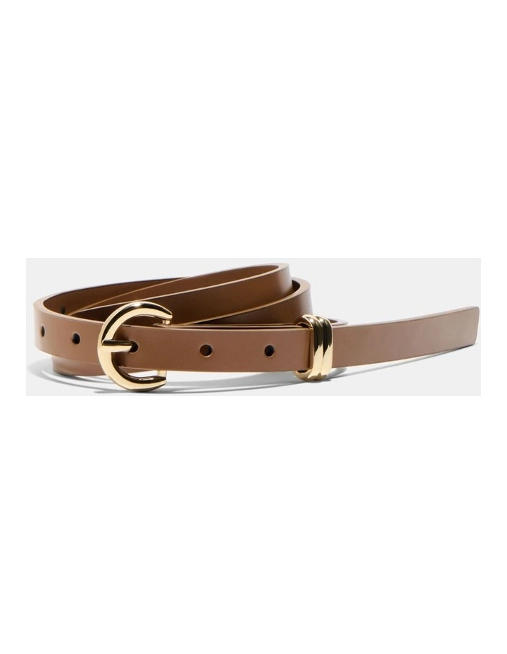 Skinny Leather Belt in Brown image 1