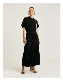 Satin Georgette Pleated Midi Skirt