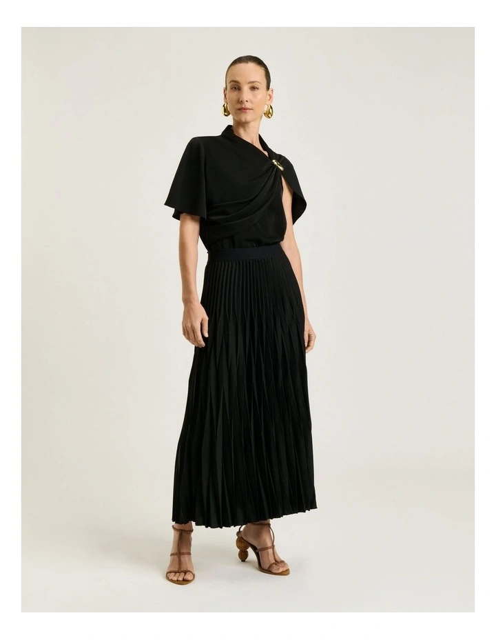 Satin Georgette Pleated Midi Skirt image 1