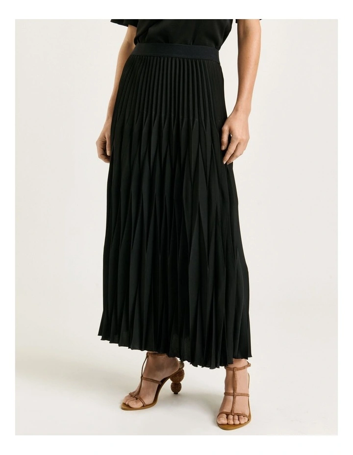Satin Georgette Pleated Midi Skirt image 3
