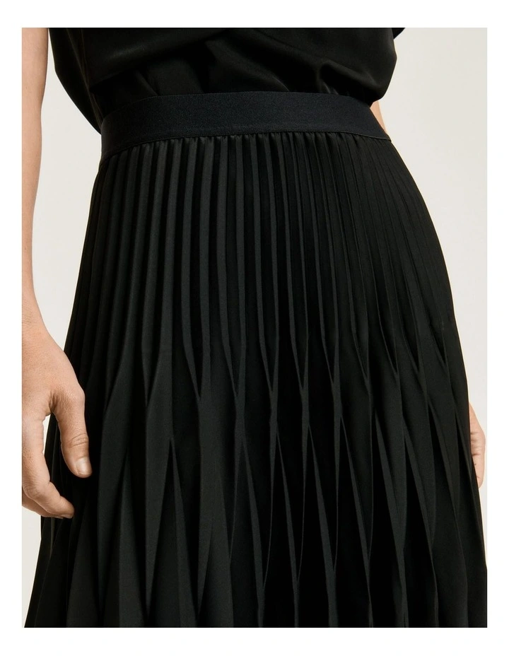 Satin Georgette Pleated Midi Skirt image 4