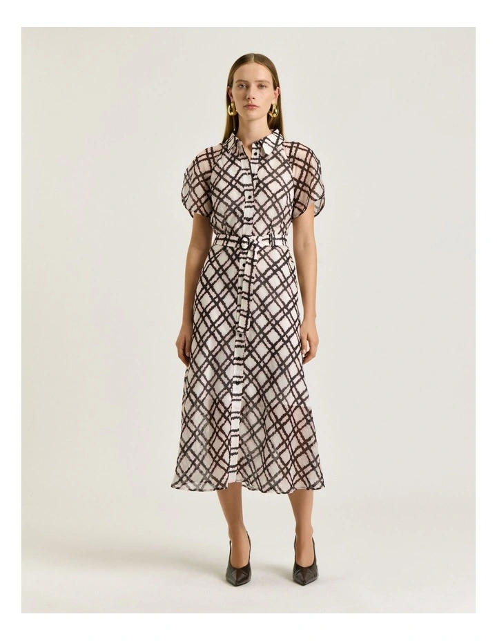 IKAT CHECK BELTED SHIRTDRESS image 1