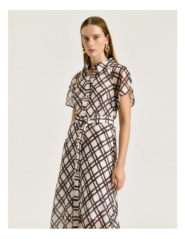 IKAT CHECK BELTED SHIRTDRESS image 3