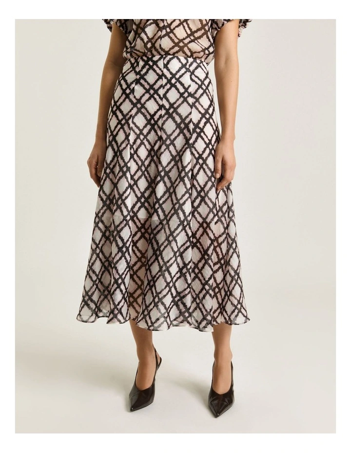 IKAT CHECK FLUTED MIDI SKIRT image 3