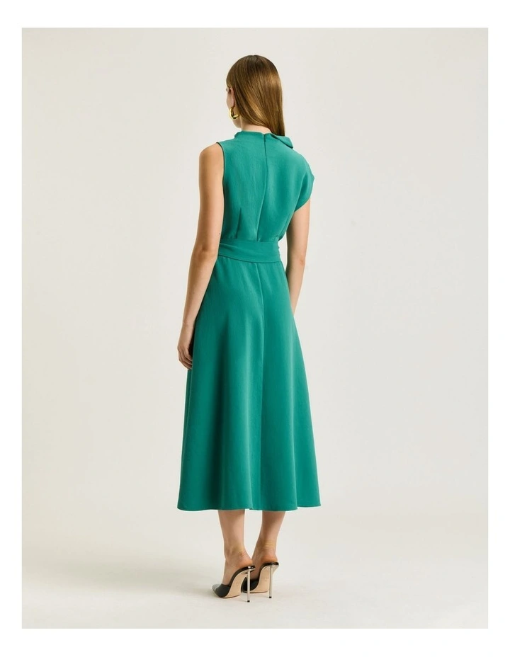 DRAPEY CREPE BELTED COWL NECK MIDI DRESS image 2
