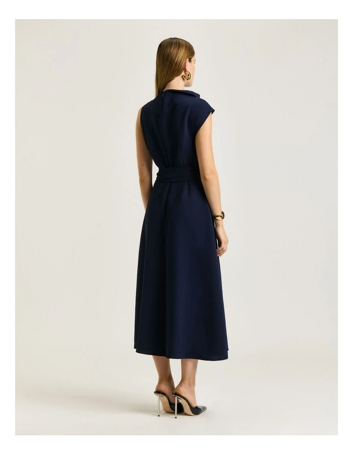 DRAPEY CREPE BELTED COWL NECK MIDI DRESS image 2