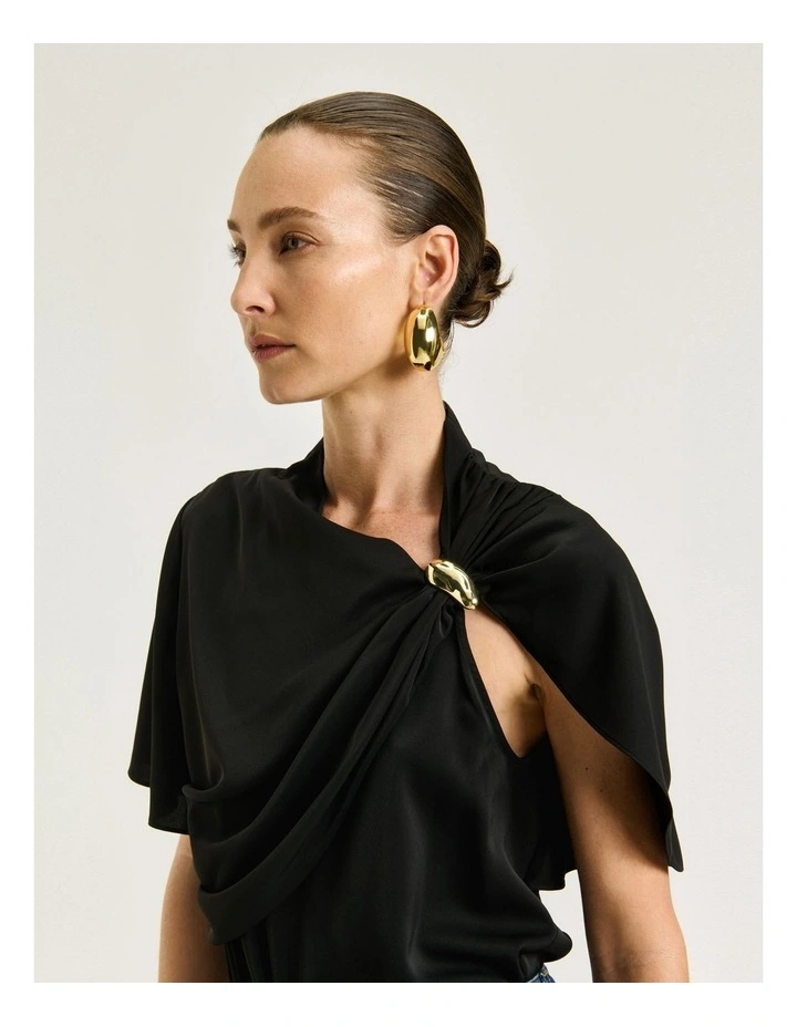 Satin Georgette Draped Top With Gold Clasp image 4