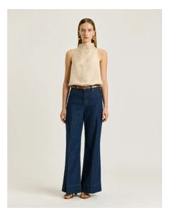CRUSHED ACETATE HALTER NECK TOP