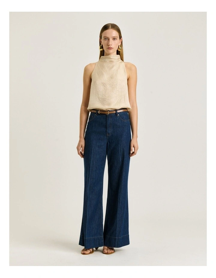 CRUSHED ACETATE HALTER NECK TOP image 1