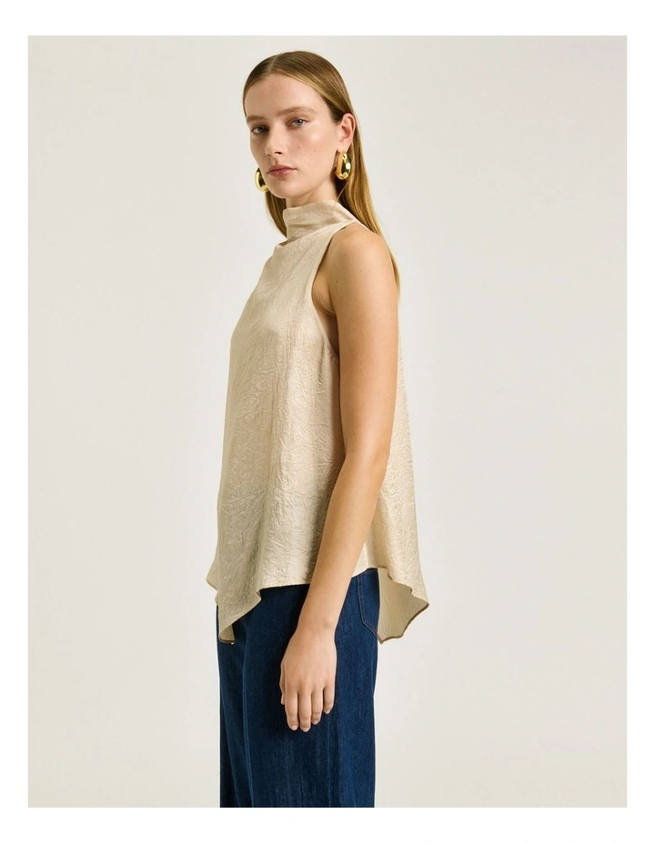 CRUSHED ACETATE HALTER NECK TOP image 3
