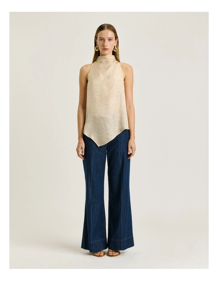 CRUSHED ACETATE HALTER NECK TOP image 5