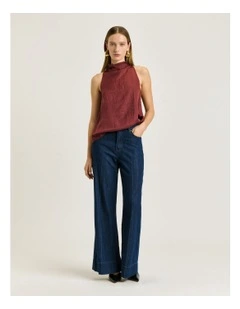 CRUSHED ACETATE HALTER NECK TOP