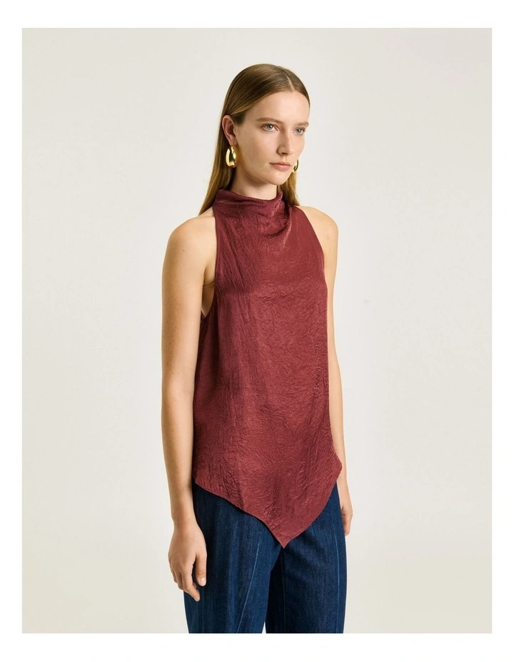 CRUSHED ACETATE HALTER NECK TOP image 3