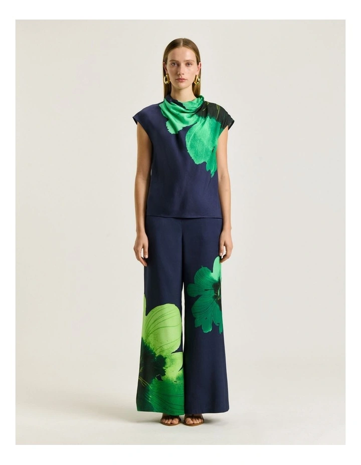 Water Poppy Cowl Neck Top in Indigo image 1