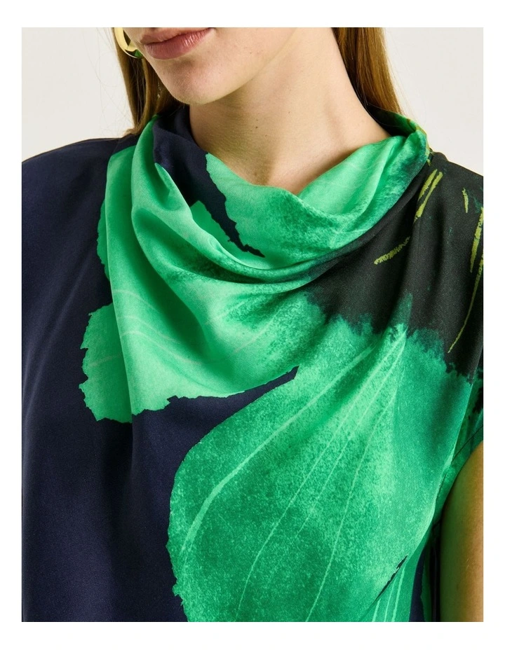 Water Poppy Cowl Neck Top in Indigo image 4