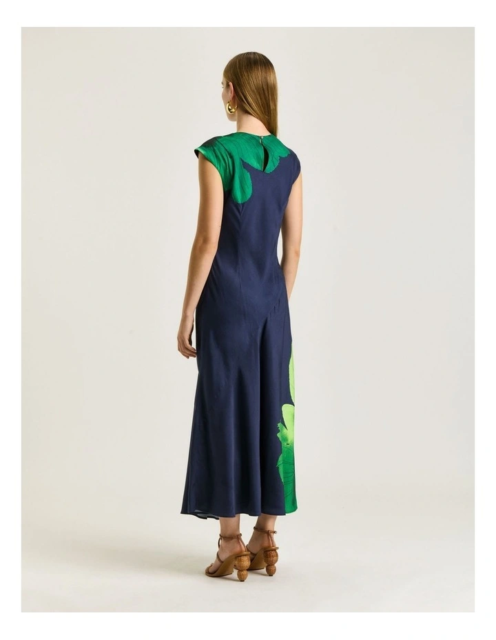 Water Poppy Bias Midi Dress in Indigo image 2