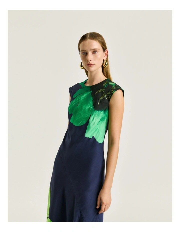 Water Poppy Bias Midi Dress in Indigo image 3