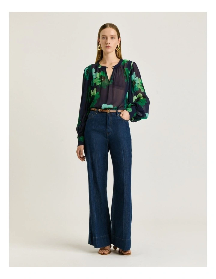 Water Poppy Georgette Blouse in Indigo image 1
