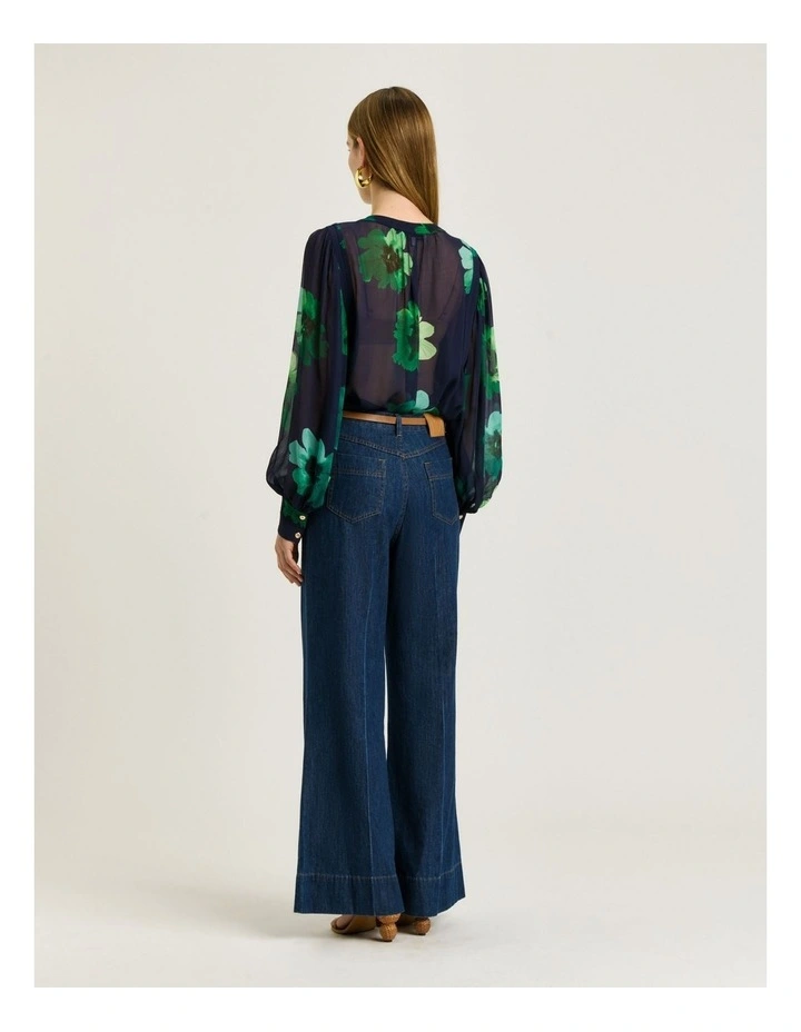Water Poppy Georgette Blouse in Indigo image 2
