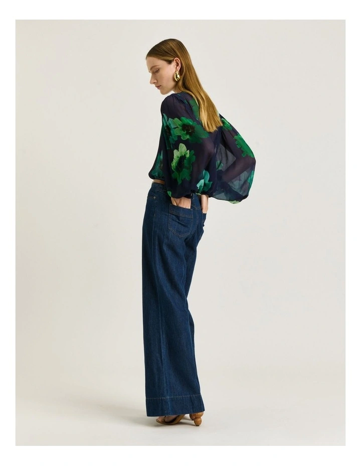 Water Poppy Georgette Blouse in Indigo image 4