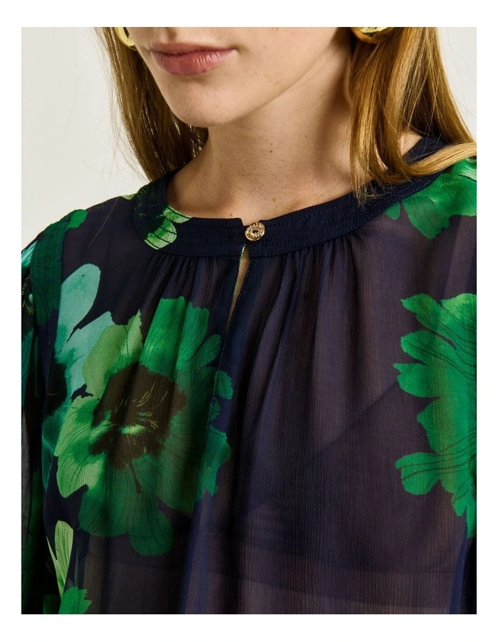 Water Poppy Georgette Blouse in Indigo image 5