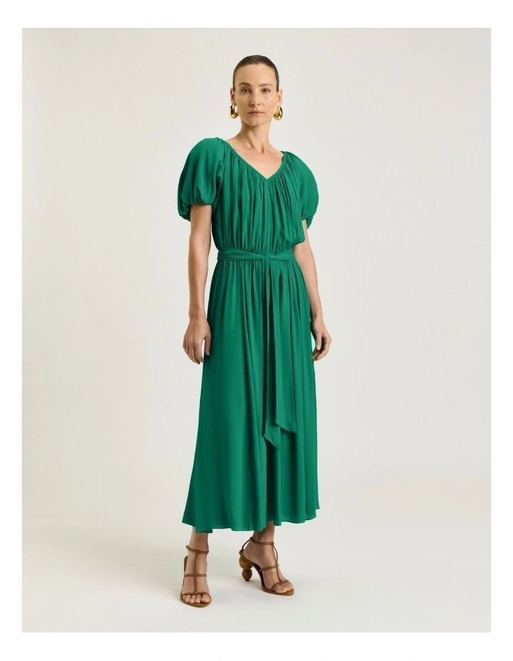 Viscose Georgette Gathered V Neck Dress image 1