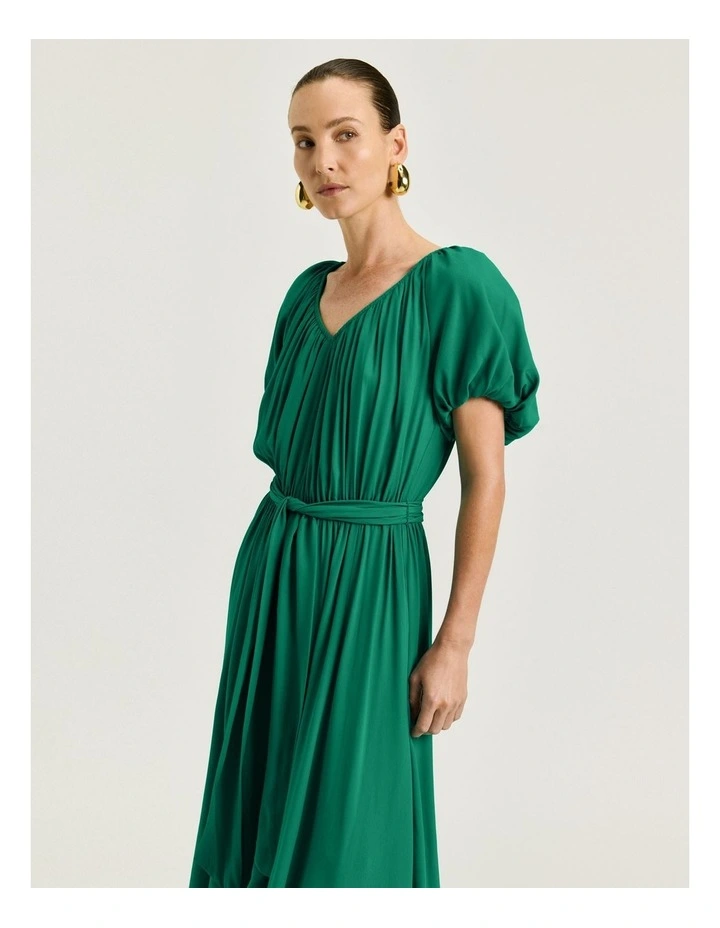Viscose Georgette Gathered V Neck Dress image 3