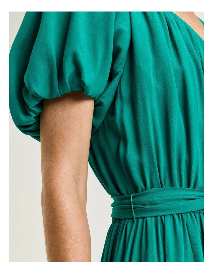 Viscose Georgette Gathered V Neck Dress image 4
