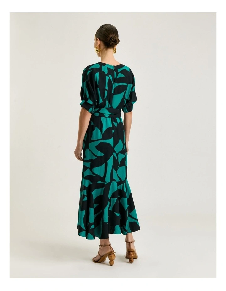 Jade Shadow Leaf Viscose Linen Midi Dress image 2