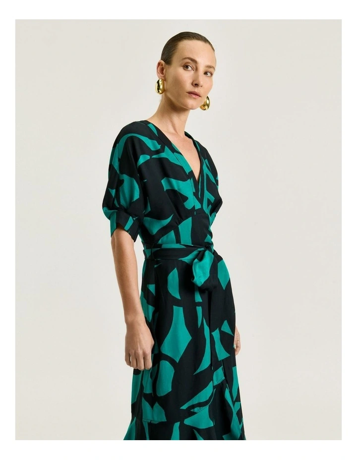 Jade Shadow Leaf Viscose Linen Midi Dress image 3