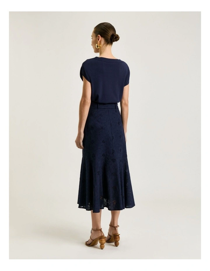 Floral Broderie Belted Midi Skirt image 2