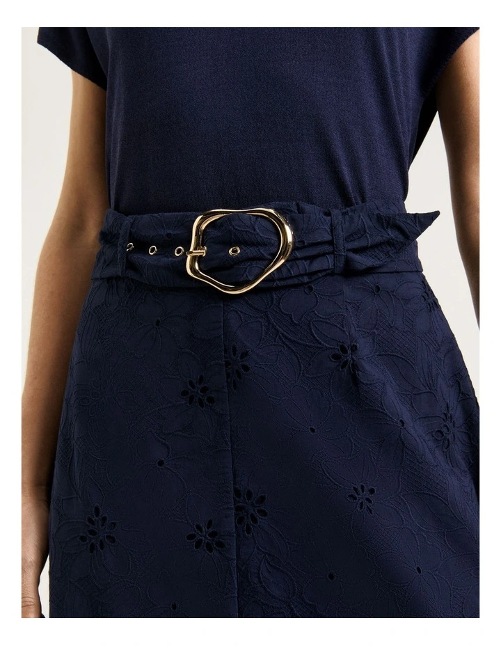 Floral Broderie Belted Midi Skirt image 4