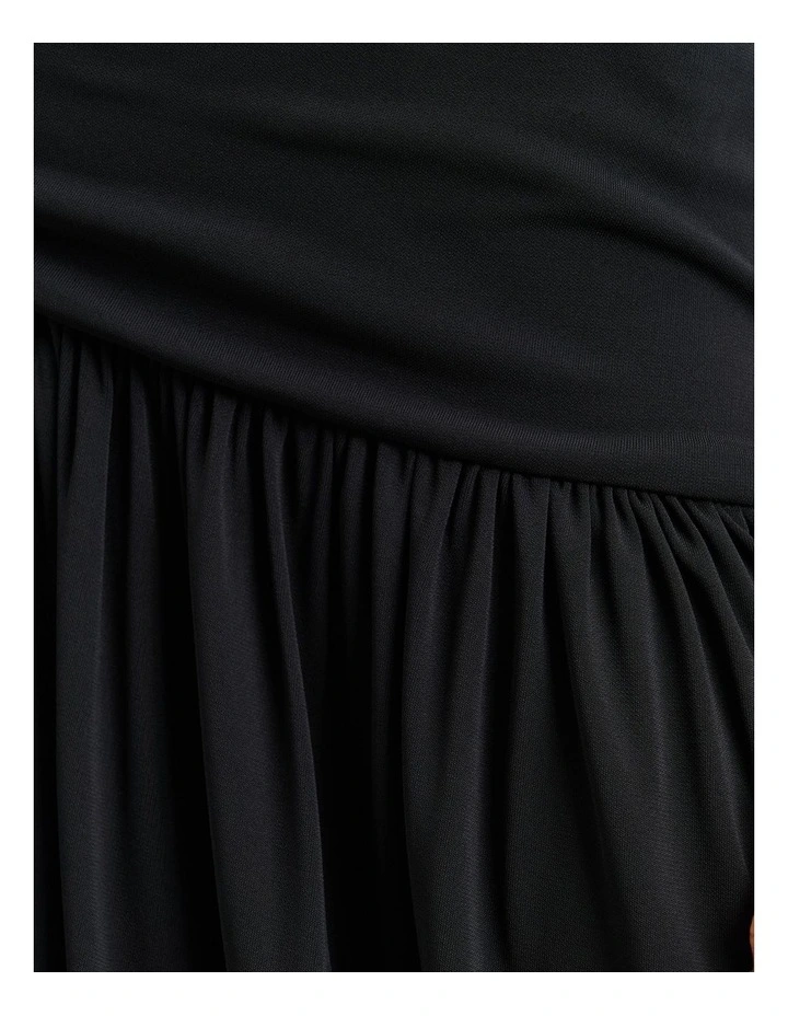 Slinky Jersey Gathered Maxi Skirt in Black image 4