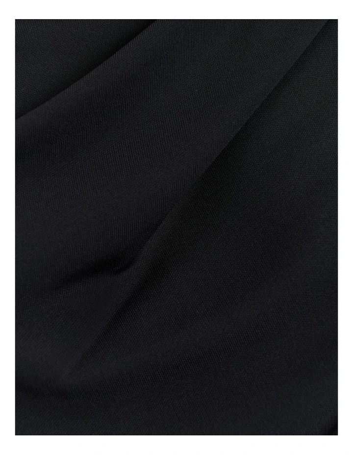 Slinky Jersey Draped Boat Neck Top in Black image 5