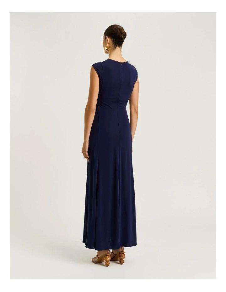 Slinky Jersey Empire Twist Maxi Dress in Blue image 2
