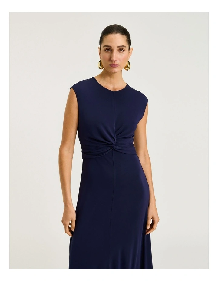 Slinky Jersey Empire Twist Maxi Dress in Blue image 3