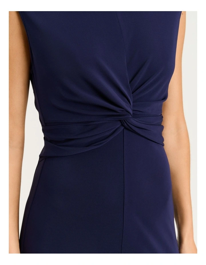 Slinky Jersey Empire Twist Maxi Dress in Blue image 4