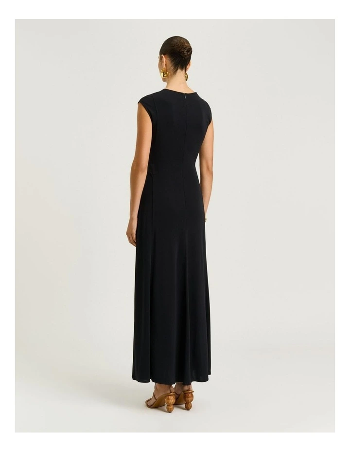 Slinky Jersey Empire Twist Maxi Dress in Black image 2